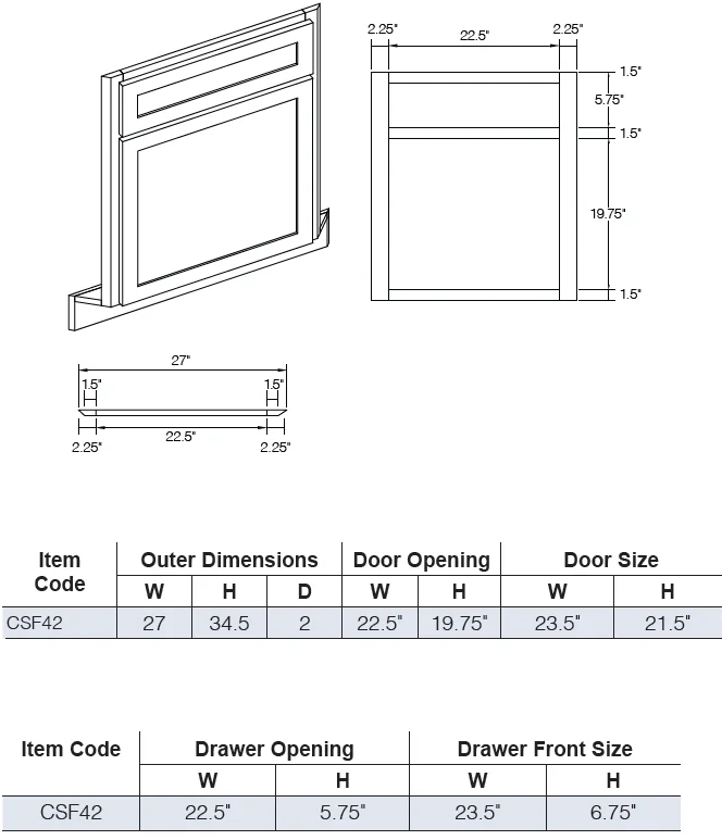 Corner Sink Front for 42" Space - 27" W alternate view