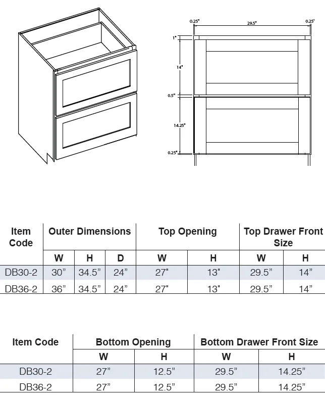 2 Drawer Base Cabinet alternate view