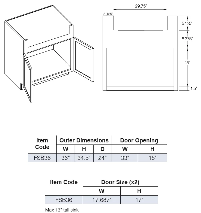 Farm Sink Base Cabinet alternate view