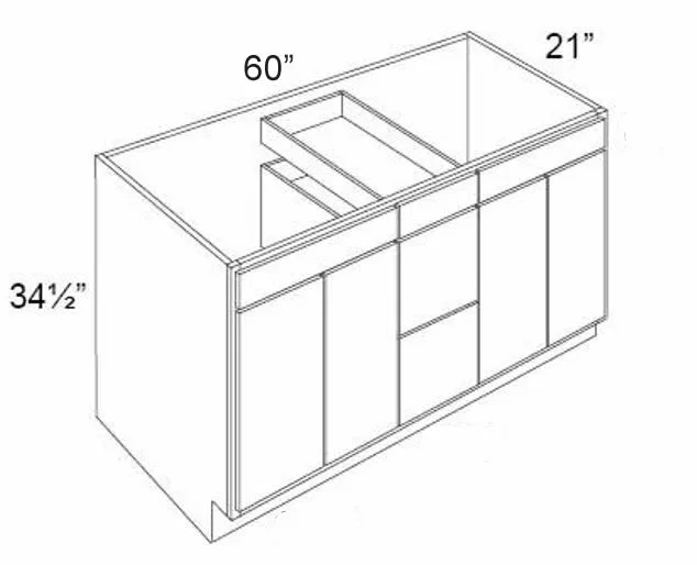Vanity Double Sink Base and Drawer Cabinet