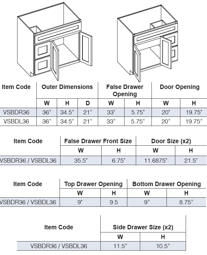 Vanity Sink Base Cabinet (L Drawer) alternate view