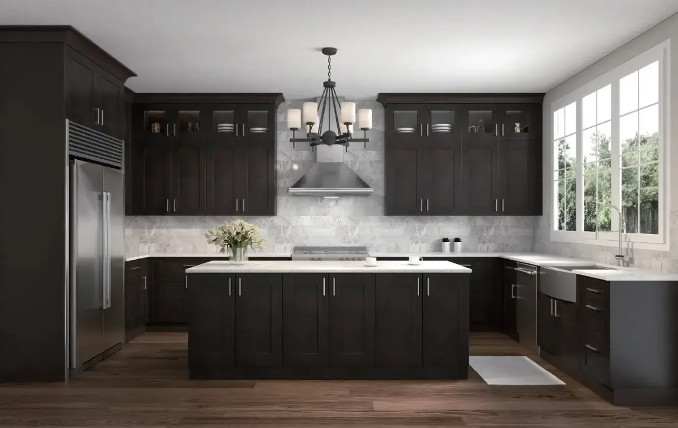 Mocha Shaker cabinetry
